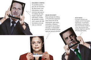 Eduardo Campos, Dilma Rousseff e Aécio Neves estão mobilizando os internautas 