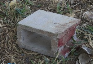 Segundo a polícia, a mulher não identificada foi assassinada com 12 golpes de faca. Um bloco de concreto também foi atirado contra a cabeça